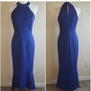 Halter Top Sleeveless Keyhole Back Blue Dress 8